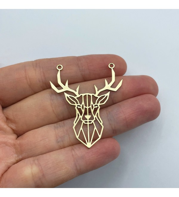 Raw Brass Deer Charm, Brass Deer Necklace Charm, Reindeer Charm, Christmas Charms, Animal Charms, Laser Cut Jewelry Supplies RW-1426