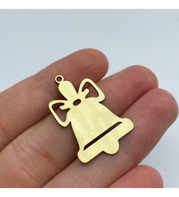 Raw Brass Christmas Bells Charm, Bell Charm, Jingle Bells Charm, Christmas Charms, Brass Findings, Laser Cut Jewelry Supplies RW-1432