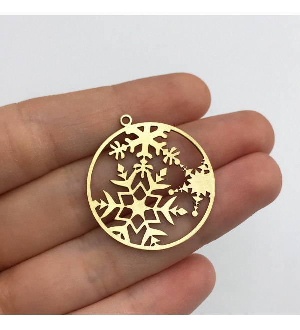 Raw Brass Snowflake Charm, Brass Christmas Charms, Snowflake Pendant, Winter Charms, Earring Charms, Laser Cut Jewelry Supplies RW-1454