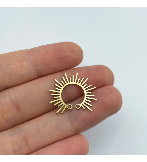 Raw Brass Sun Connector, Sun Earring Connector,  Brass Connectors, Sun Charm, Sun Pendant, Laser Cut Jewelry Making Supplies RW-1443