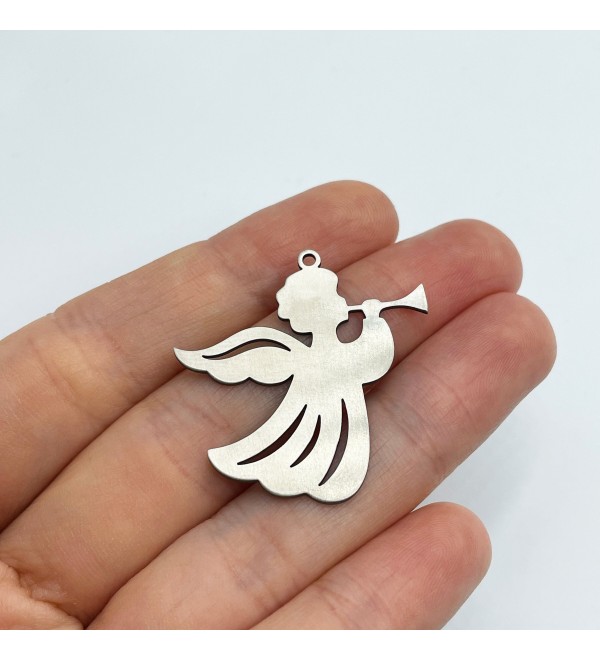 Stainless Steel Angel Charm, Angel Pendant, Christmas Charms, Steel Charms for Jewelry Making, Christmas Jewelry Supplies STL-3406