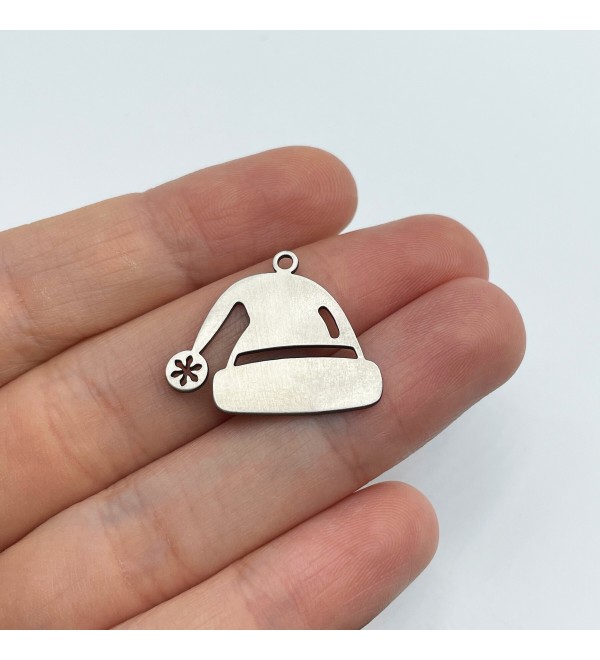 Stainless Steel Santa Hat Charm, Christmas Charms, Christmas Hat Charm, Earring Charms, Laser Cut Jewelry Making Supplies STL-3451