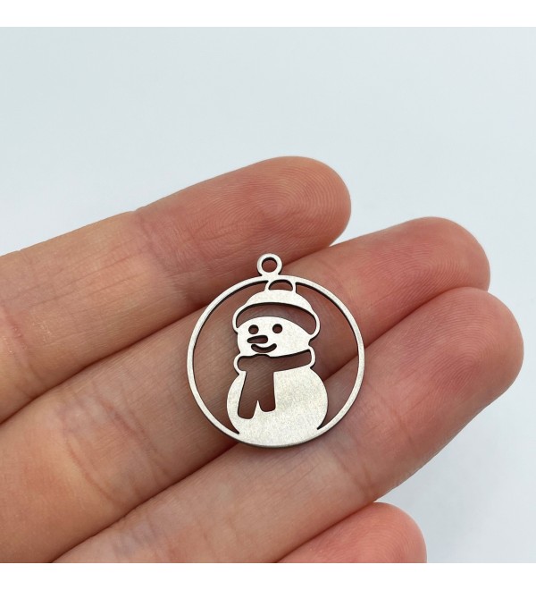 Stainless Steel Snowman Charm, Christmas Charms, Snowman Pendant, Winter Charms, Earring Charms, Laser Cut Jewelry Supplies STL-3440