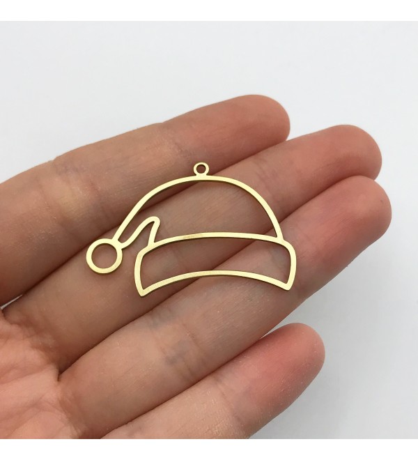 Raw Brass Santa Hat Charm, Brass Christmas Charms, Santa Claus Charm, Brass Earring Charms, Laser Cut Jewelry Making Supplies RW-1448