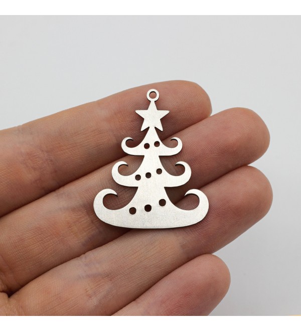 Stainless Steel Christmas Tree Charm, Tree Charm Pendant, Steel Christmas Charms, Earring Charms, Laser Cut Jewelry Supplies STL-3421