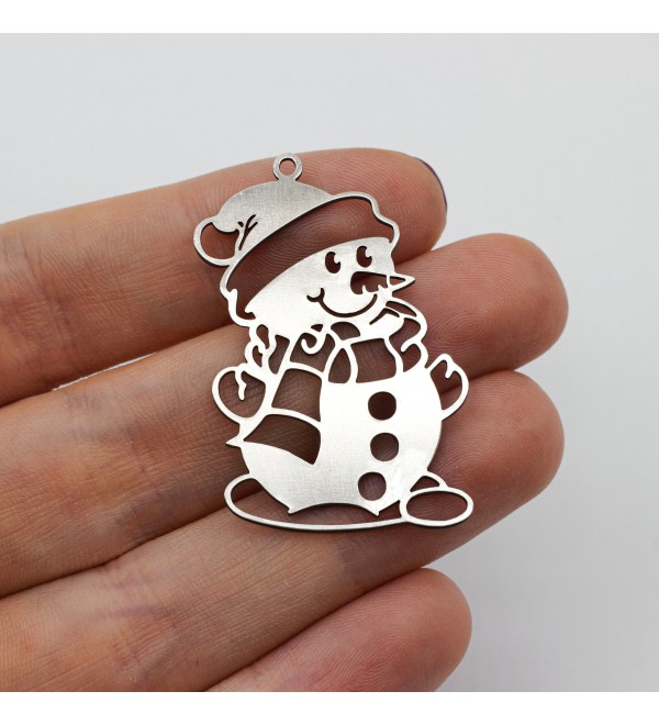 Stainless Steel Snowman Charm, Christmas Charms, Snowman Pendant, Winter Charms, Earring Charms, Laser Cut Jewelry Supplies STL-3418