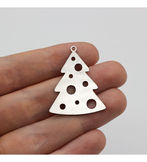 Stainless Steel Christmas Tree Charm, Christmas Tree Pendant, Christmas Charms, Steel Charms for Jewelry Making, Earring CharmsSTL-3407