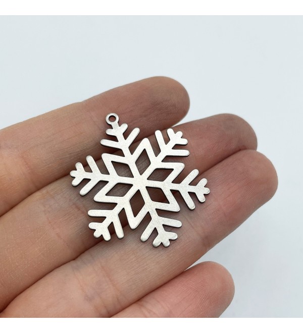 Stainless Steel Snowflake Charm, Christmas Snowflake Charm, Winter Charms, Christmas Charms, Laser Cut Jewelry Supplies STL-3413