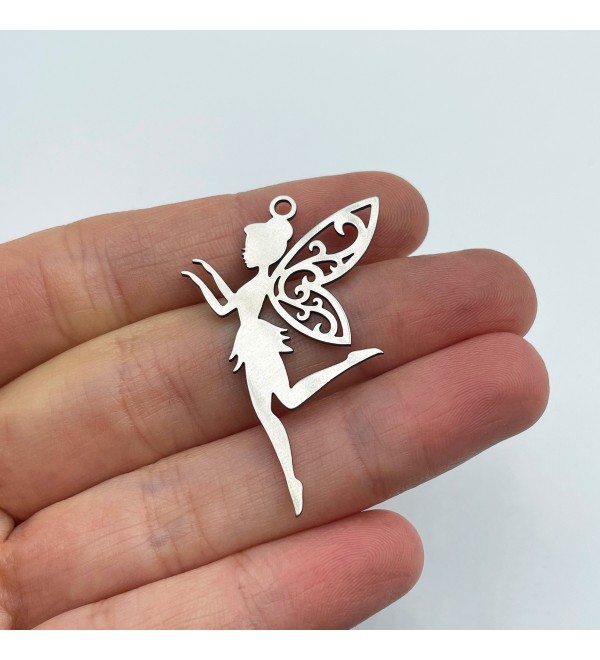 Stainless Steel Fairy Charm, Fairy Necklace Charm, Fairy Magic Pendant, Fairy Angel Charm, Laser Cut Charms for Jewelry Making STL-3038