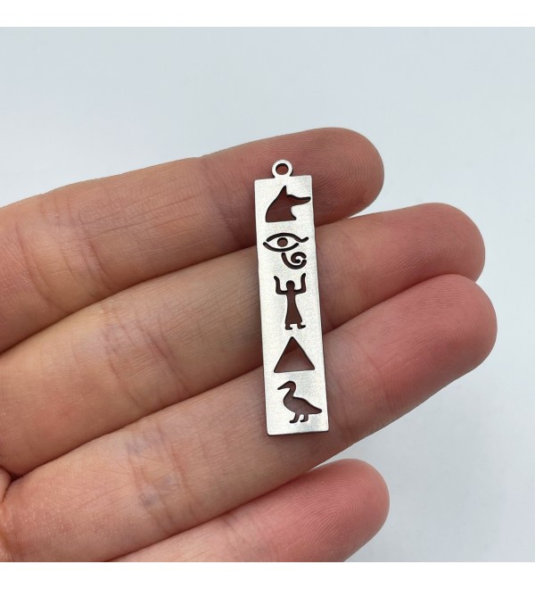 Stainless Steel Egyptian Bar Charm Pendant, Rectangle Bar Charm Eye Of Horus Egyptian Symbols, Ancient Egypt Eye Of Ra Charm STL-3153