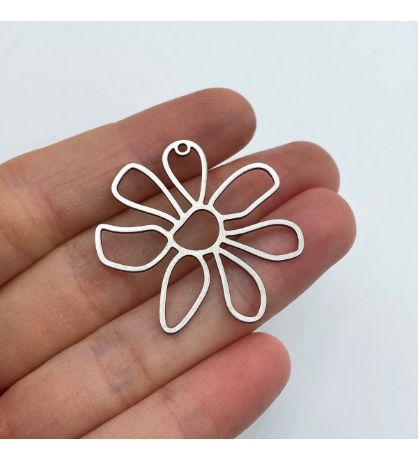 Stainless Steel Flower Charm, Flower Pendant, Steel Flower Earring Findings, Flower Shaped Pendants, Jewelry Making Supplies STL-3003