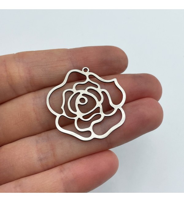 Stainless Steel Rose Charm, Flower Charm, Flower Pendant, Rose Flower Earring Charm, Laser Cut Jewelry Supplies STL-3019