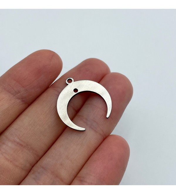 Stainless Steel Crescent Moon Connector Charm, 2 Hole Crescent Moon Geometric Connector Earring Findings, Jewelry Supplies STL-3110