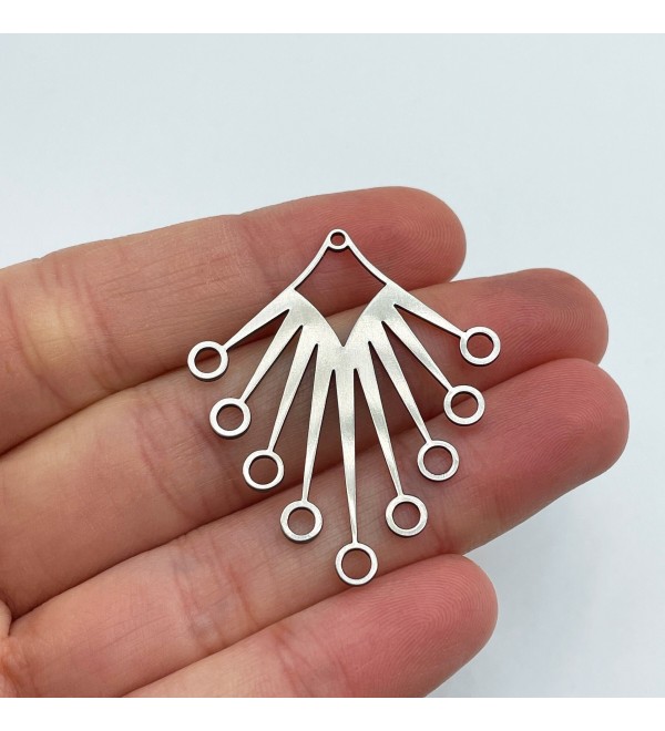 Stainless Steel Sun Earring Connector Charm, Sunshine Earring Connector, Steel Earring Findings, Laser Cut Jewelry Supplies STL-3195