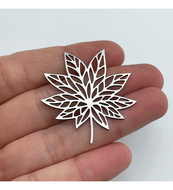 Stainless Steel Maple Leaf Charm Pendant, Autumn Leaf Connector Charm, Maple Leaf Necklace Charm, Laser Cut Jewelry Supplies STL-3009