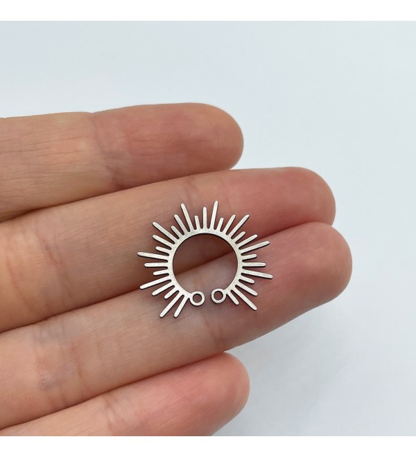 Stainless Steel Sun Connector, Sun Earring Connector, Steel Connectors, Sun Charm Pendant, Laser Cut Jewelry Making Supplies STL-3443