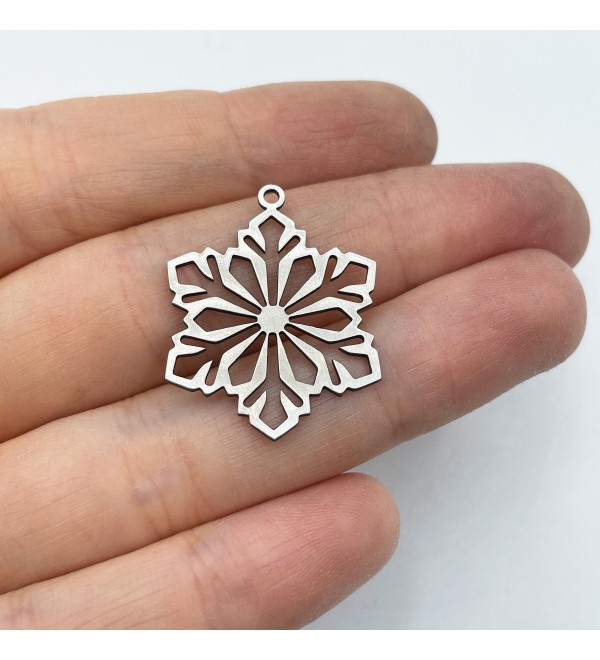 Stainless Steel Snowflake Charm, Snowflake Pendant, Winter Charms, Christmas Charms Findings Laser Cut Jewelry Making Supplies STL-3462