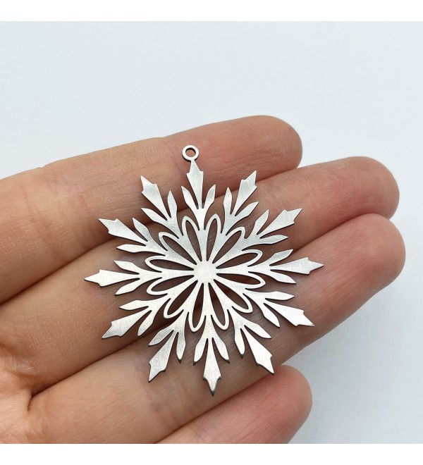 Stainless Steel Snowflake Charm, Christmas Charms, Snowflake Pendant, Winter Charms, Earring Charms Laser Cut Jewelry Supplies STL-3419