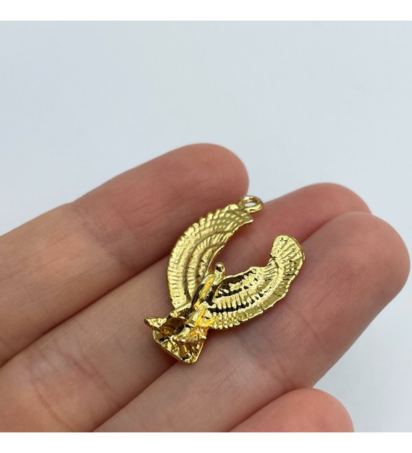 Gold Plated Isis Charm, Gold Tone Winged Egyptian Goddess Isis Necklace Pendant, Ancient Egypt Charm, Egyptian Pendant GLD-1098