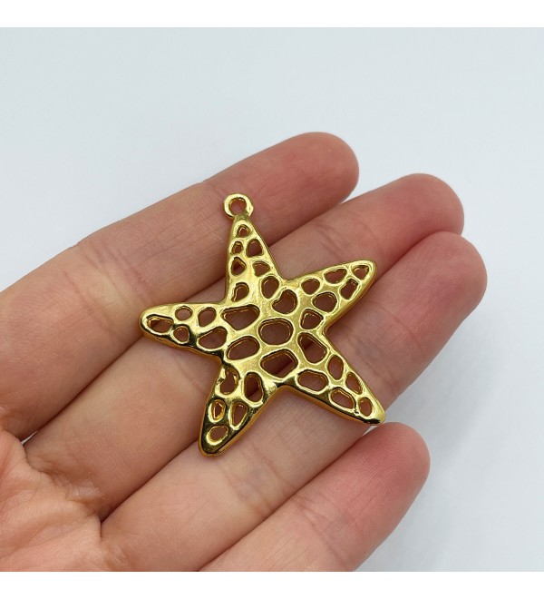 Gold Plated Star Charm, Gold Tone Star Charm, Star Pendant, Gold Plated Necklace Charms, Hollow Star Charm, Jewelry Supplies GLD-1096