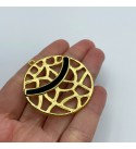 Gold Plated Large Round Pendant, Gold Enamel Geometric Pendant, Gold Tone Round Charm, Gold Plated Jewelry Supplies GLD-1093