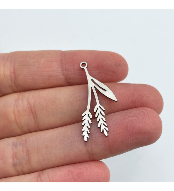 Stainless Steel Flower Charm, Flower Pendant, Earring Charms, Steel Pendants, Branch Charm, Wheat Ears Charm, Jewelry Supplies STL-3441