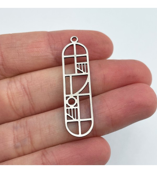 Stainless Steel Oval Geometric Earring Charm, Geometric Bar Charm, Earring Findings, Oval Pendant, Laser Cut Jewelry Supplies STL-3083