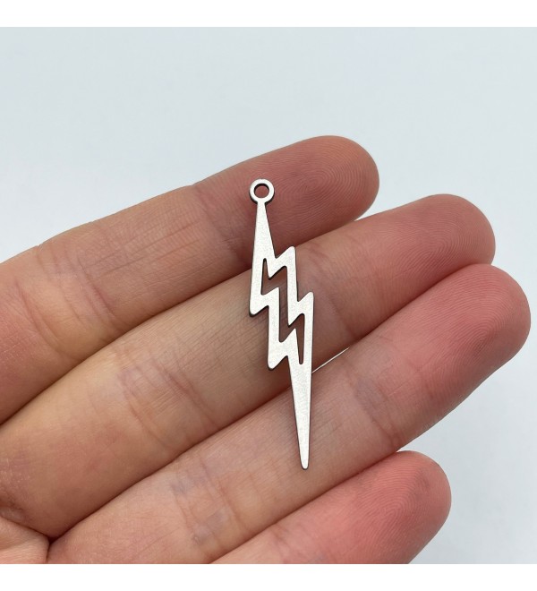 Stainless Steel Lightning Charm, Thunderbolt Pendants, Bolt Charm, Thunder Necklace Earring Charms For Jewelry Making STL-3001