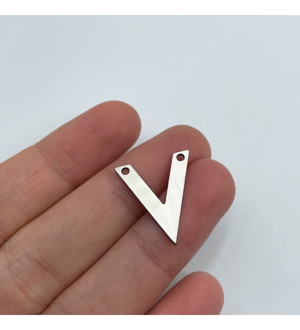 Stainless Steel V Connector Charm, Geometric V Shaped Connector 2 Holes, Laser Cut Geometric Charms for Jewelry Making STL-3103