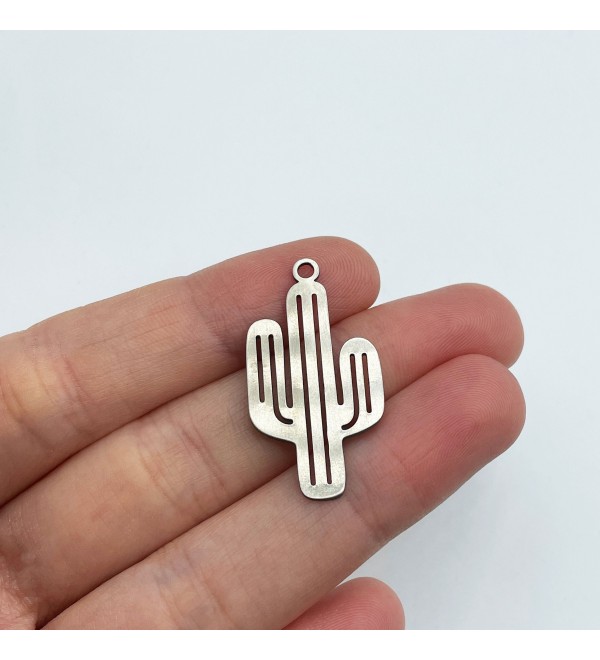 Stainless Steel Cactus Charm, Cactus Pendant, Cactus Earring Charm, Cactus Necklace, Laser Cut Jewelry Making Supplies STL-3028