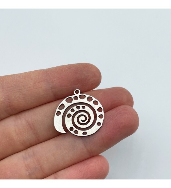 Stainless Steel Geometric Sea Shell Charm Pendant, Geometric Spiral Charm, Swirl Charm, Laser Cut Jewelry Making Supplies STL-3324