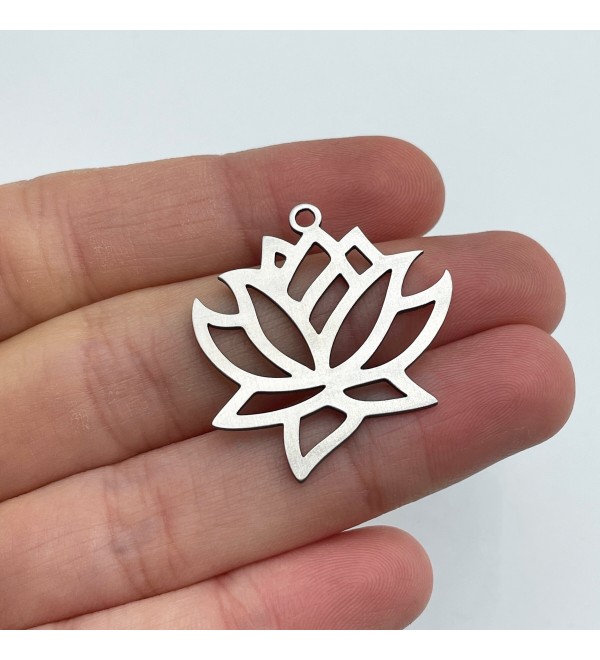 Stainless Steel Lotus Charm, Steel Necklace Charms, Lotus Pendant, Lotus Earring Charm, Laser Cut Jewelry Making Supplies STL-3029