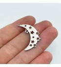 Stainless Steel Crescent Moon and Stars Charm, Crescent Moon Pendant, Celestial Charms Earring Findings, Laser Cut Charms STL-3306