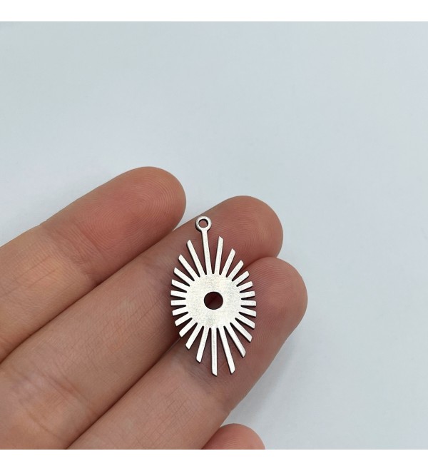 Stainless Steel Sun Connector, Steel Connector for Jewelry Making, Sun Charm, Eye Shaped Charm, Laser Cut Jewelry Supplies STL-3385