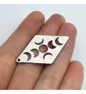 Diamond Stainless Steel Moon Phases Charm, Rhombus Moon Pendant, Lunar Phase Charm, Laser Cut Jewelry Making Supplies STL-3393