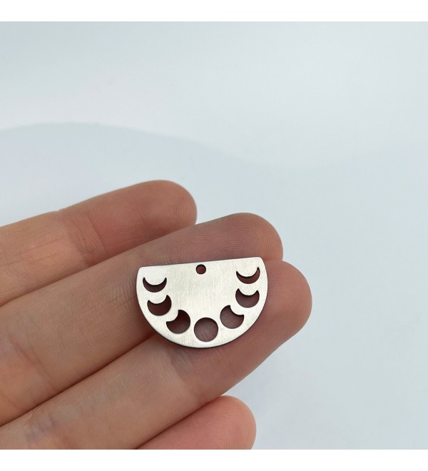 Stainless Steel Moon Phases Charm, Half Moon Charm, Moon Pendant, Steel Earring Findings, Laser Cut Jewelry Making Supplies STL-3392