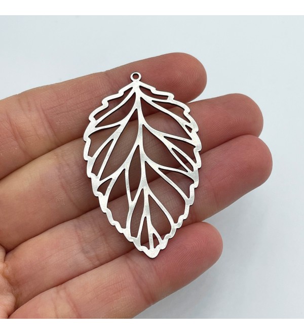 Stainless Steel Leaf Charm, Geometric Leaf Pendant, Tree Leaves Poplar Leaf Charm, Laser Cut Steel Jewelry Making Supplies STL-3040