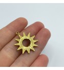 Gold Plated Sun Charm, Sun Pendant, Gold CZ Sun Charm, Black Zircon Sun Charm, Gold Findings, Gold Plated Jewelry Supplies GLD-1103