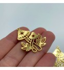 Shiny Gold Plated Mushroom Charm, Moon Phases Mushroom Pendant, Fairy Mushroom Charm, Brass Findings, Laser Cut Jewelry Supplies GLD-1365