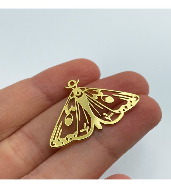 Shiny Gold Plated Butterfly Charm, Celestial Butterfly Pendant, Moth Charm, Mystical Charms for Jewelry Making, Jewelry Supplies GLD-1288