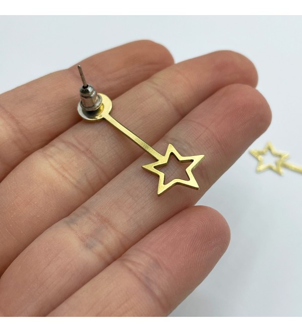 1 Pair Raw Brass Star Earrings, Brass Earring Stud, Brass Earring Post, Brass Star Stud, Brass Earring Posts, Brass Jewelry Supplies RW-1472