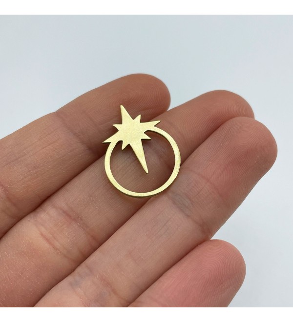 1 Pair Raw Brass North Star Earrings, Brass Earring Stud, Brass Earring Post, Brass Star Stud, Brass Earring Posts, Jewelry Supplies RW-1478