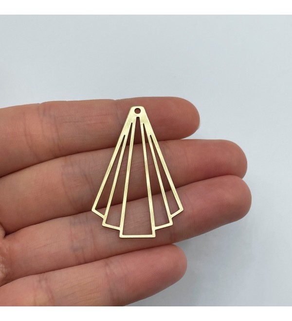 Raw Brass Earring Charm, Geometric Fan Shaped Earring Charm, Brass Rhombus Charm, Earring Connector, Laser Cut Brass Earrings RW-1489