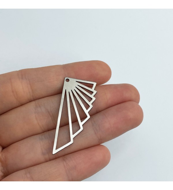 Stainless Steel Earring Charm, Geometric Fan Shaped Charm, Triangle Charm Pendant, Earring Connector, Earrings Findings STL-3491