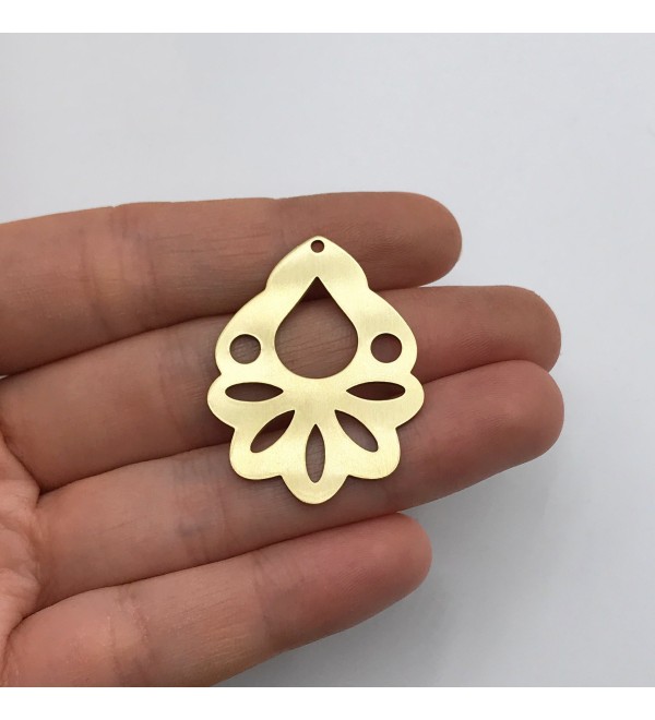 Raw Brass Earring Charm, Earring Accessories, Earring Pendant, Brass Oval Charm, Earring Connector, Laser Cut Jewelry Supplies RW-1487