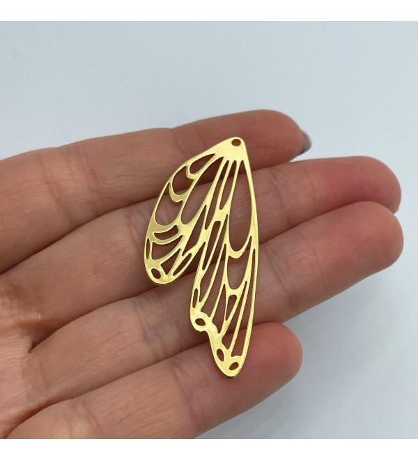 24K Shiny Gold Plated Butterfly Wing Charm, Geometric Wing Charm, Gold Plated Earrings Charm, Laser Cut Charms, Jewelry Supplies GLD-1069