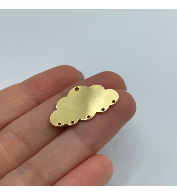 24K Gold Plated Cloud Charm, Cloud Earring Connector Charm, Laser Cut Brass Cloud Charms for Jewelry Making, Brass Jewelry Supplies GLD-1139