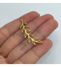 24K Shiny Gold Plated Olive Branch Charm, Branch Pendant, Leaf Charm, Leaf Pendant, Leaf Jewelry, Laser Cut Brass Jewelry Supplies GLD-1205