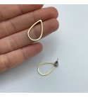 1 Pair Raw Brass Earring Stud, Brass Drop Earring Post, Drop Stud, Earring Posts, Brass Connector Earring, Laser Cut Jewelry Supplies  RW-1465