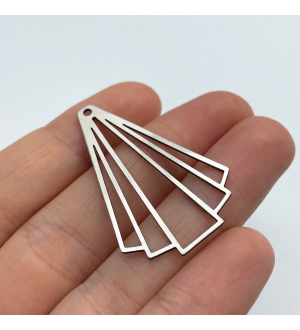 Stainless Steel Earring Charm, Geometric Fan Shaped Earring Charm, Rhombus Charm, Earring Connector, Laser Cut Steel Earrings STL-3489